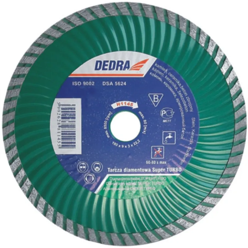 Trennscheibe Super turbo 180 mm / 22,2 Dedra H1145 Zertifiziert