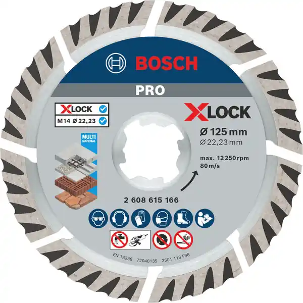 Neu BOSCH PRO Multi Material X-Lock Diamanttrennscheibe, 125 x 22,23 mm, 22,23 mm