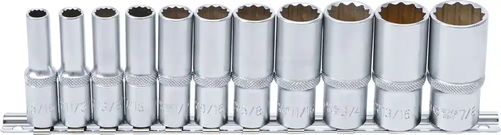 Kracherpreis BGS Steckschlüssel-Einsatz-Satz Zwölfkant, tief | Antrieb Innenvierkant 10 mm (3/8") | Zollgrößen | 11-tlg. – 6859