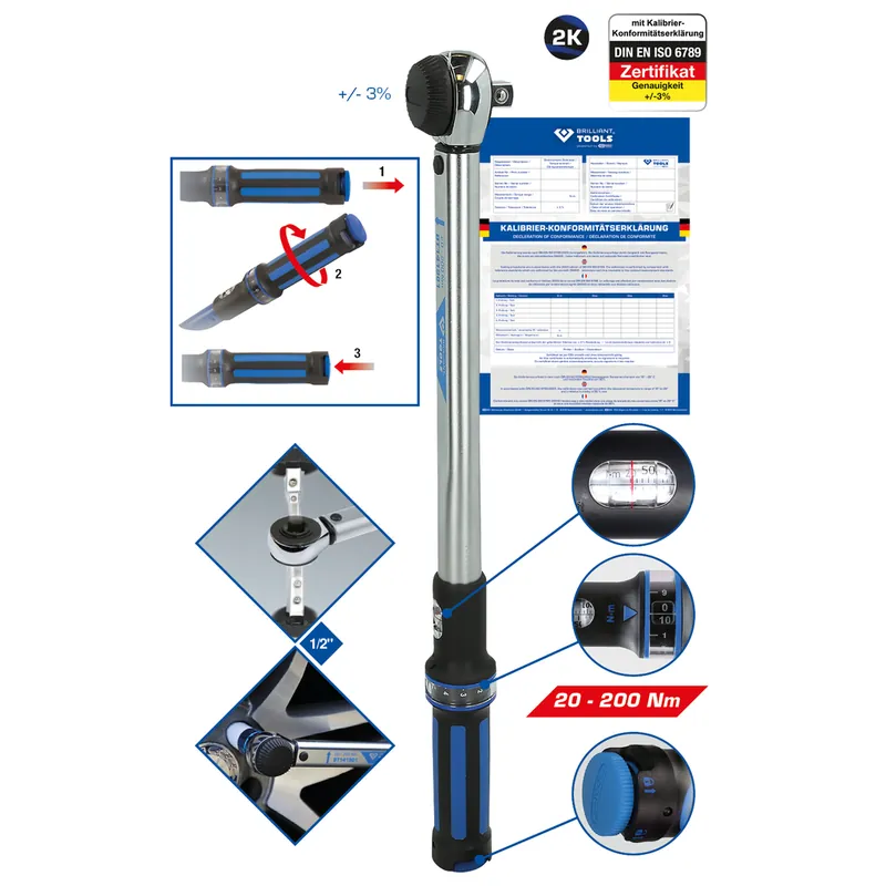 Brilliant Tools 1/2" Drehmomentschlüssel 20 - 200 Nm BT141901 Meistverkauft