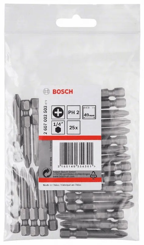 Versand Am Gleichen Tag BOSCH Schrauberbit Extra-Hart PH 2 49 mm 25er-Pack 2607002503