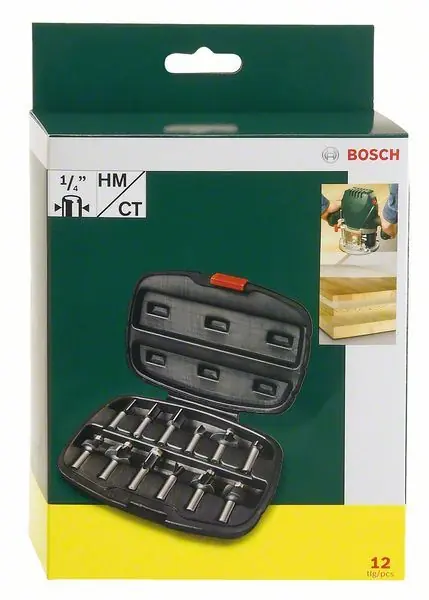 Neu BOSCH Fräser-Set-HM 12-teilig Durchmesser: 1/4" Schaft 2607019465