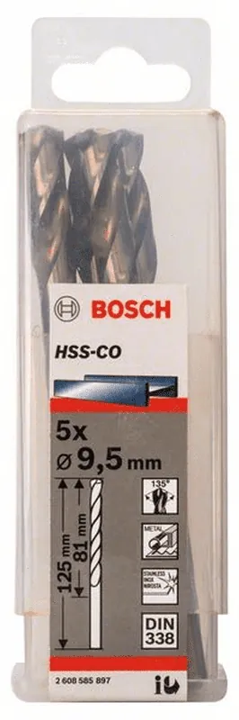 Direkt Vom Hersteller BOSCH Metallbohrer HSS-Co DIN 338 9,5 x 81 x 125 mm 5er-Pack 2608585897