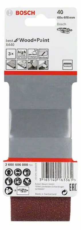 BOSCH Schleifband-Set X440 Best for Wood and Paint 3-teilig 60 x 400 mm 40 2608606000 Bestseller