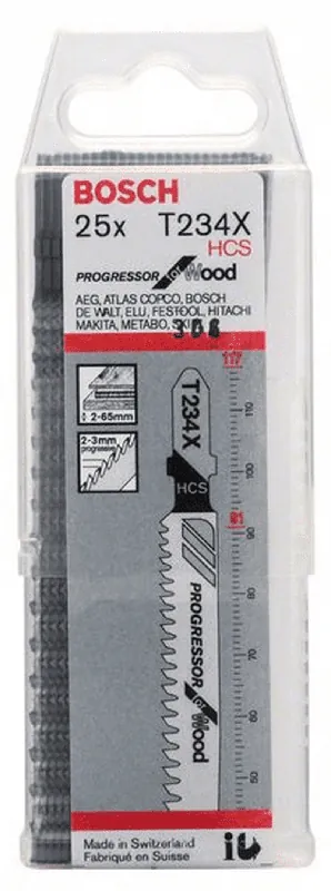 Garantierte Lieferung BOSCH Stichsägeblatt T 234 X Progressor for Wood 25er-Pack 2608633524