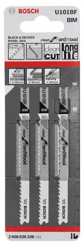BOSCH Stichsägeblatt U 101 BF Clean for Hard Wood 3er-Pack 2608636236 Billig