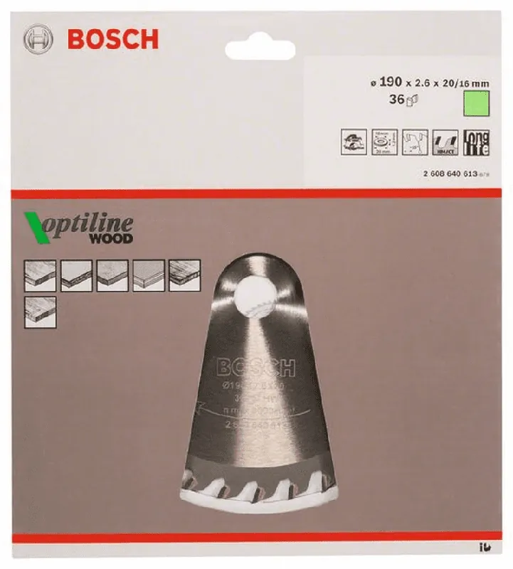 BOSCH Kreissägeblatt Optiline Wood für Handkreissägen 190 x 20/16 x 2,6 mm 36 2608640613 Jetzt Bestellen