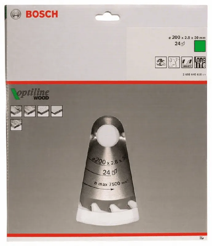 Preisknaller BOSCH Kreissägeblatt Optiline Wood für Handkreissägen 200 x 30 x 2,8 mm 24 2608640618