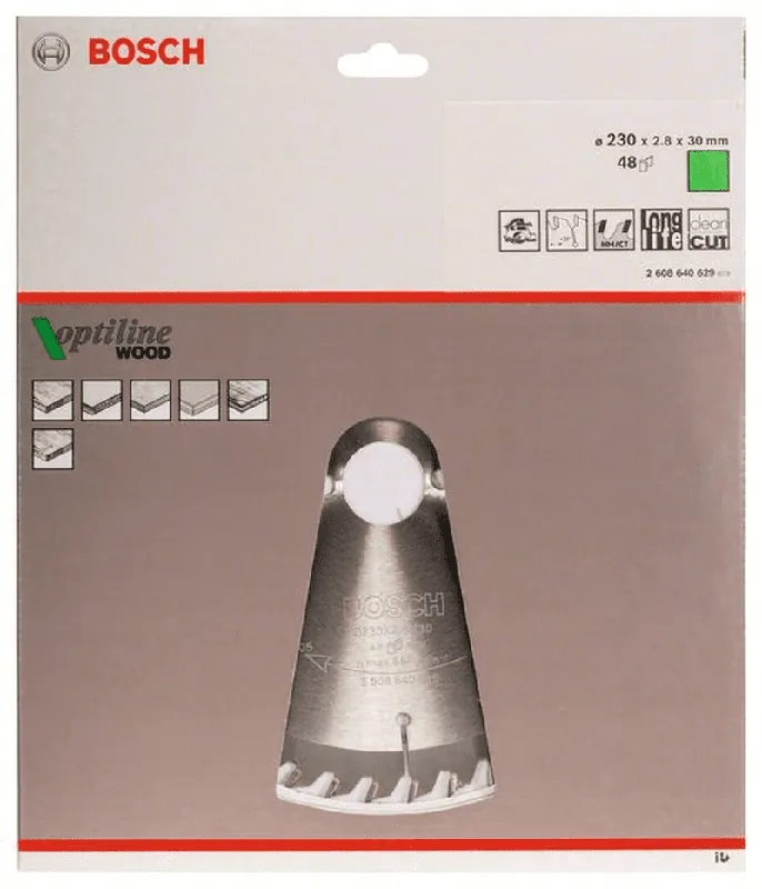 Preisreduziert BOSCH Kreissägeblatt Optiline Wood für Handkreissägen 230 x 30 x 2,8 mm 48 2608640629