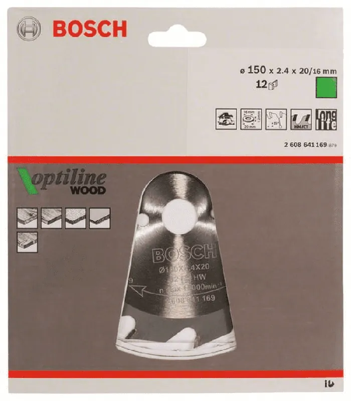 BOSCH Kreissägeblatt Optiline Wood für Handkreissägen 150 x 20/16 x 2,4 mm 12 2608641169 Sofort Bestellen