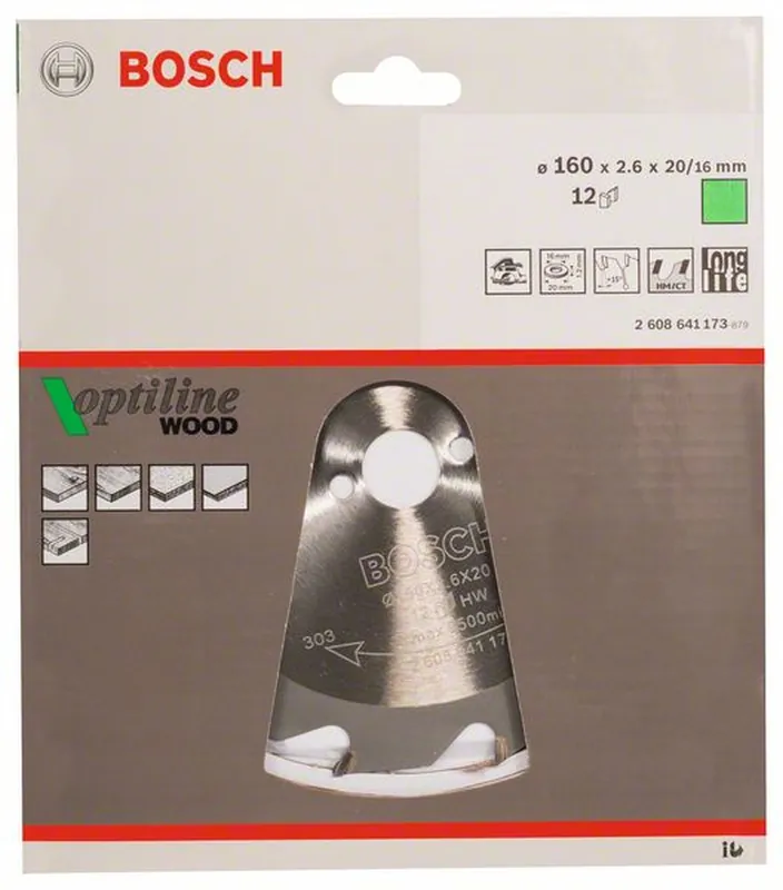 BOSCH Kreissägeblatt Optiline Wood für Handkreissägen 160 x 20/16 x 2,6 mm 12 2608641173 Jetzt Bestellen
