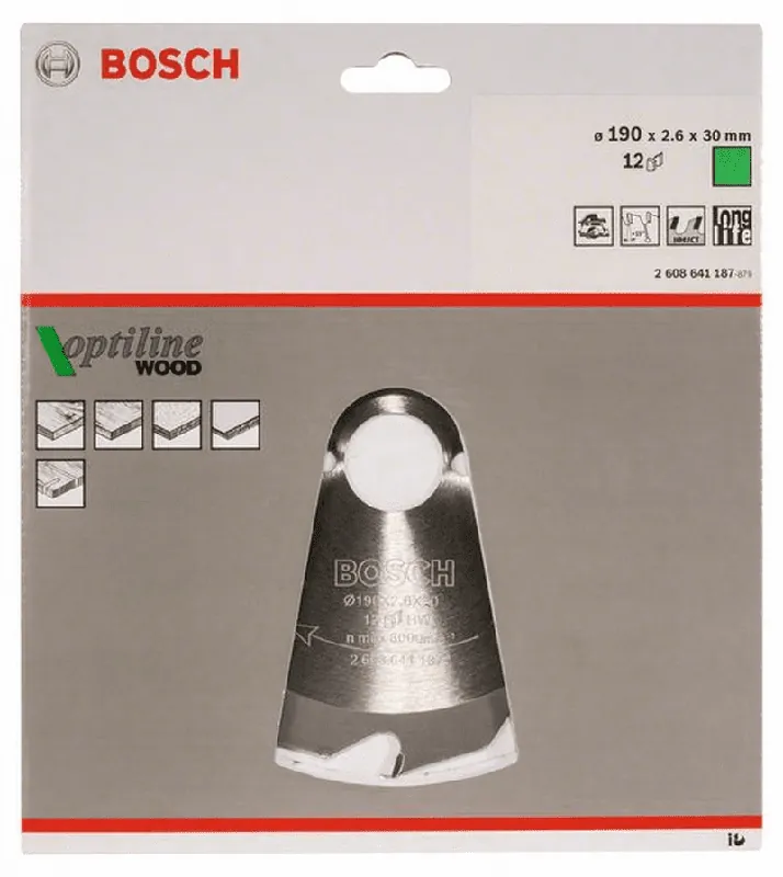 Mega-Angebot BOSCH Kreissägeblatt Optiline Wood für Handkreissägen 190 x 30 x 2,6 mm 12 2608641187