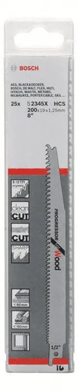 Beliebt BOSCH Säbelsägeblatt S 2345 X Progressor for Wood 25er-Pack 2608650463