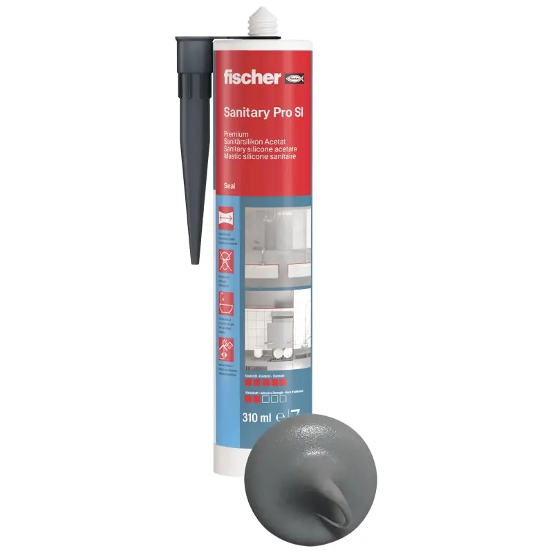 fischer® Sanitärsilikon Sanitary Pro SI (DSSA) 310ml dunkelgrau Knallerangebot